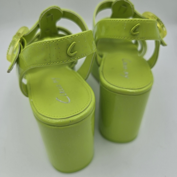 NWOT CIRCUS NY Sam Edelman Golda Platform Sandals—Wasabi (Sparkly Glitter Green) - Picture 10 of 16
